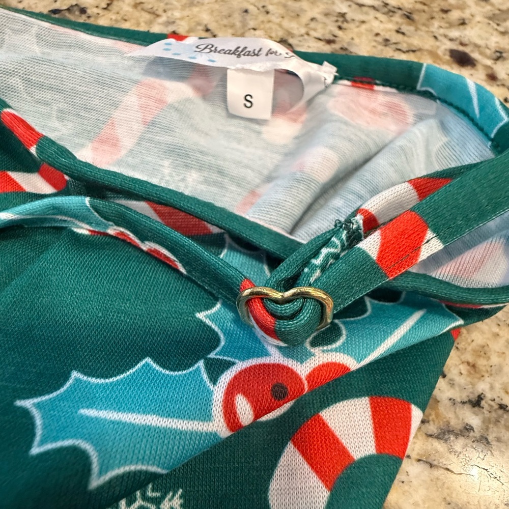 Breakfast for Dinner Candy Cane Holly Christmas chamise SZ SM - Picture 5 of 11